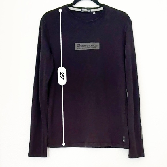 Superdry Surplus Goods Jet Black Graphic Long Sleeve Tee Top Size M - Picture 14 of 14